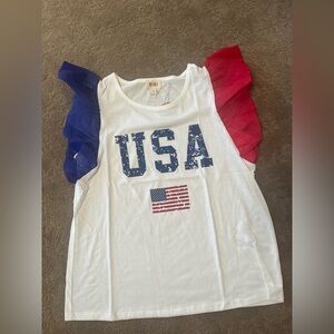BiBi White and Blue Patriotic Tank Top